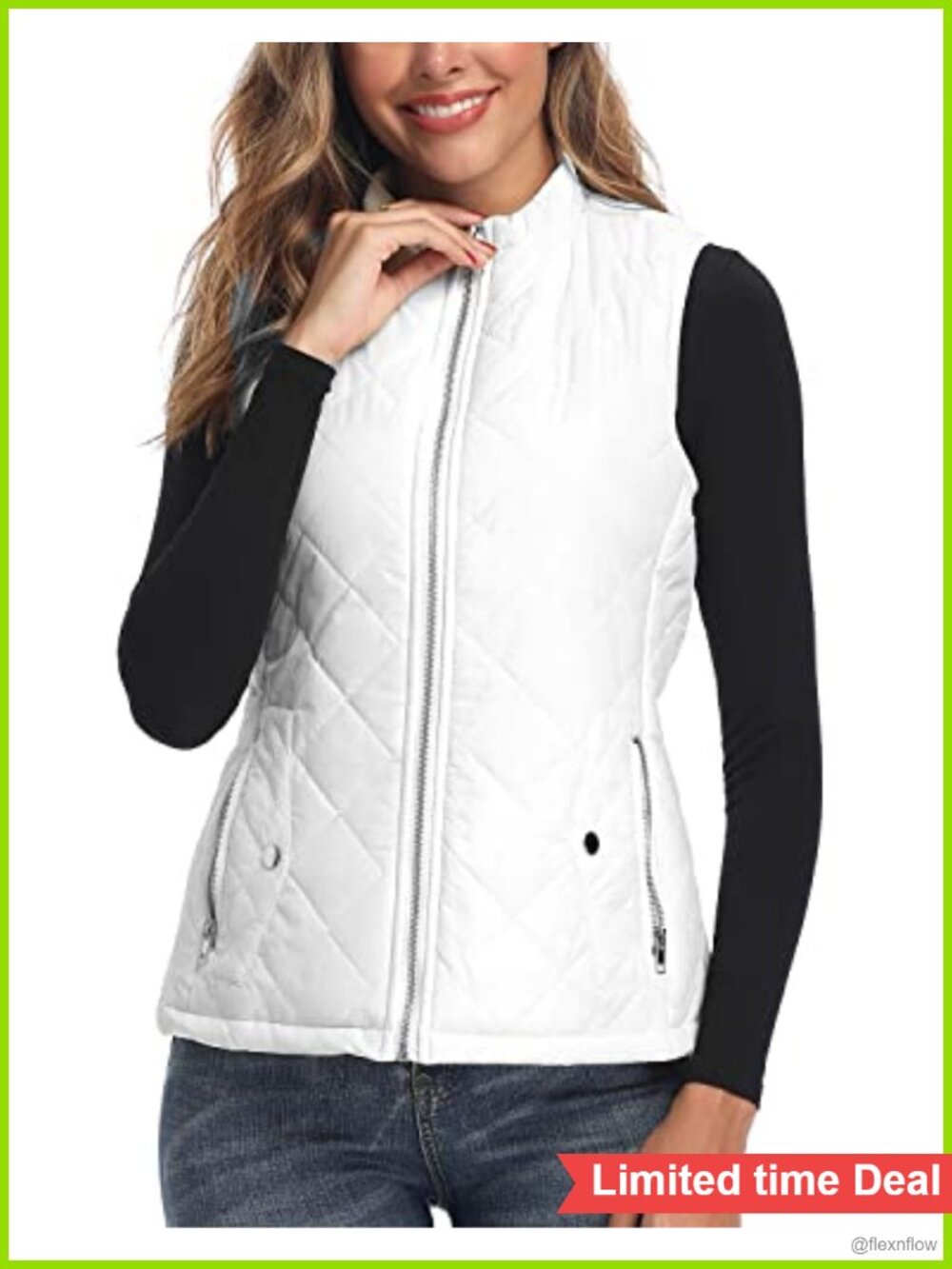 Women's Quilted Vest Sleeveless Lightweight Zip Pockets Padded